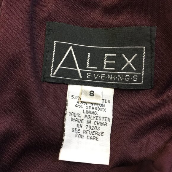 Alex Evenings Mini Sheath Dress Size 8 Womans Maroon Beaded Crinkle Off Shoulder - Picture 5 of 14
